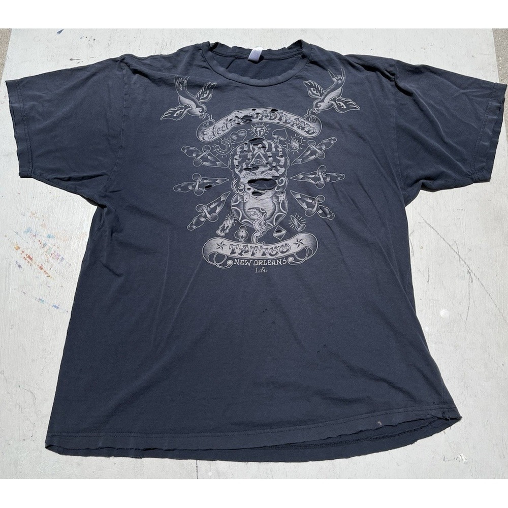 Men's Electric Ladyland  T-Shirt Black Logo XL Tattoo Art New Orleans THRASHED